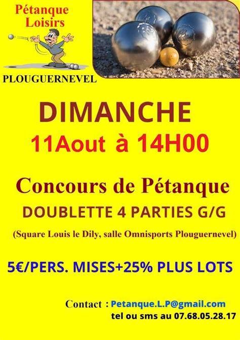 Concours De P Tanque Ouvert Tous Plouguern Vel Ao T