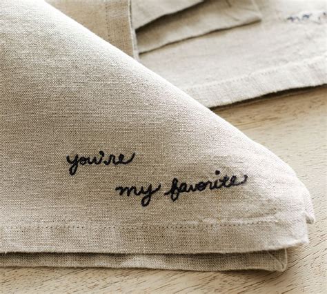 Favorite Embroidered Assorted Linen Napkins Set Of Pottery Barn