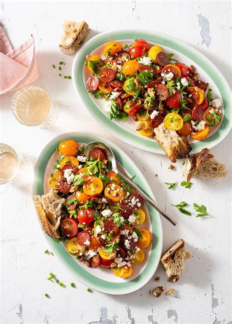 Spanish Tomato Salad With Chorizo And Almonds Food Nouveau