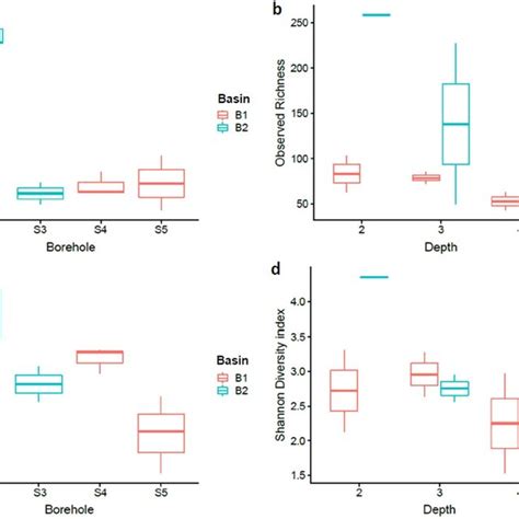 Boxplot Of Alpha Diversity For The Sediments Of The Boreholes