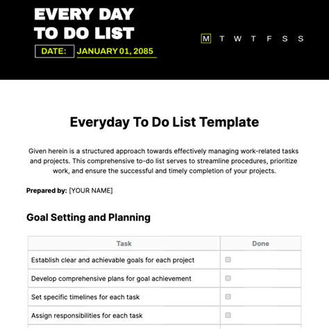 everyday   list template  edit