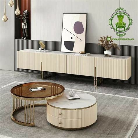 Cofee Table Modern Top Marmer Carara Meja Tamu Nesting Coffee Table