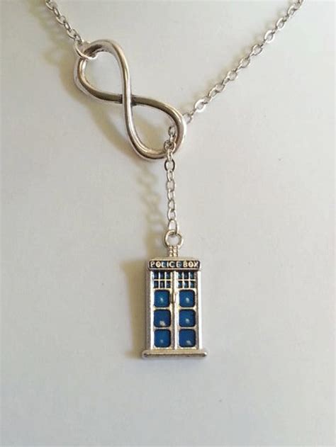 Doctor Who Inspired Necklace Blue Police Box Tardis Lariat Etsy