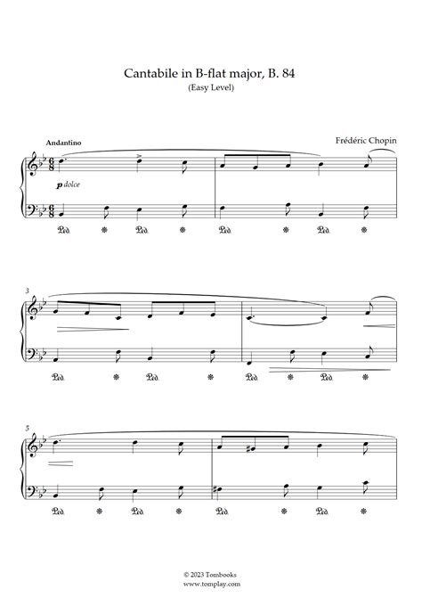 Cantabile In B Flat Major B Easy Level Chopin Piano Sheet Music