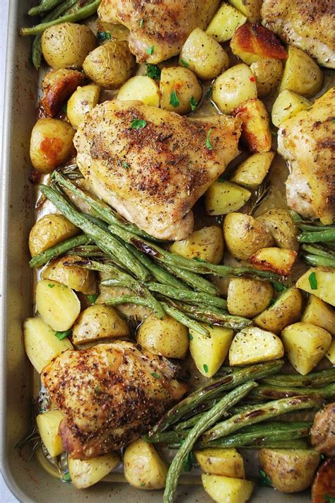 Baking Sheet Chicken Thighs And Potatoes At Pennyhrebello Blog