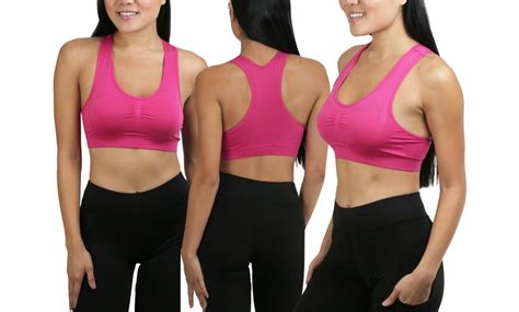 6 Pack Womens Supportive Padded Racerback Sports Bras Groupon