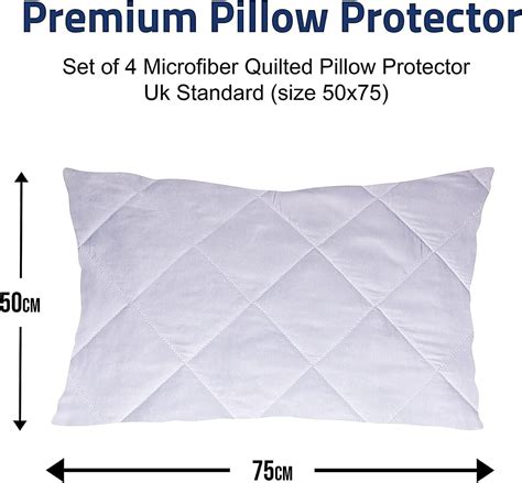 Pack Of 4 Quilted Zipped Cotton Pillow Protector Pair Pillowcase Covers