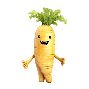 Cute Happy Parsnip Character Ai Generated Fruit Tropical Cartoon Png