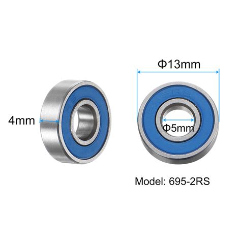 10pcs 695 2RS Miniature Deep Groove Ball Bearings 5x13x4mm Rubber