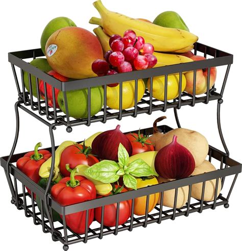 DitKos 2 Tier Fruit Basket Fruit Basket For Kitchen Counter Vegetable