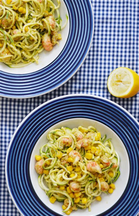 Zucchini Noodles With Creamy Old Bay Avocado Sauce Corn Seafood