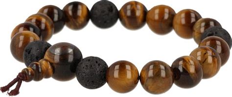 Tijgeroog Mannen Armband Met Lavasteen Cm Edelsteen Powerbead