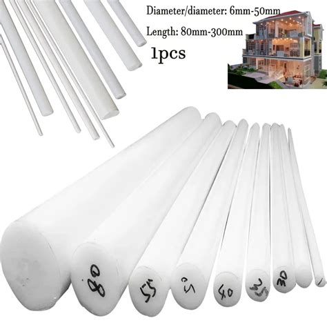 1 5pcs 6 50mm Diameter PTFE Bar White Poly Tetra Fluoro Ethylene Bar