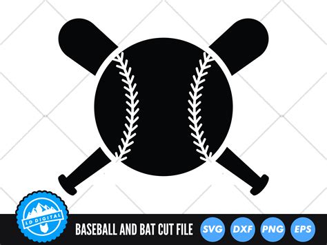 Baseball And Bat Svg Softball Svg Gráfico Por Lddigital · Creative