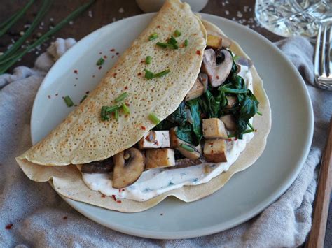 Herzhafte Vegane Pfannkuchen Mit Champignon Spinat Füllung • Grüner Zucker