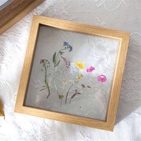 Quadro De Madeira Moldura De Mesa Dupla Face Pressionado Flor Quadros