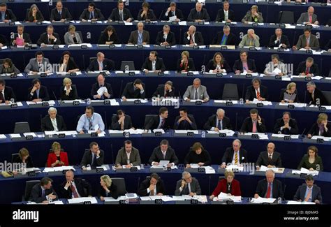 Members of Parliament in the chamber of the European Parliament ...