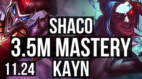 SHACO Vs KAYN JNG 3 5M Mastery 12 2 7 600 Games Godlike Rank