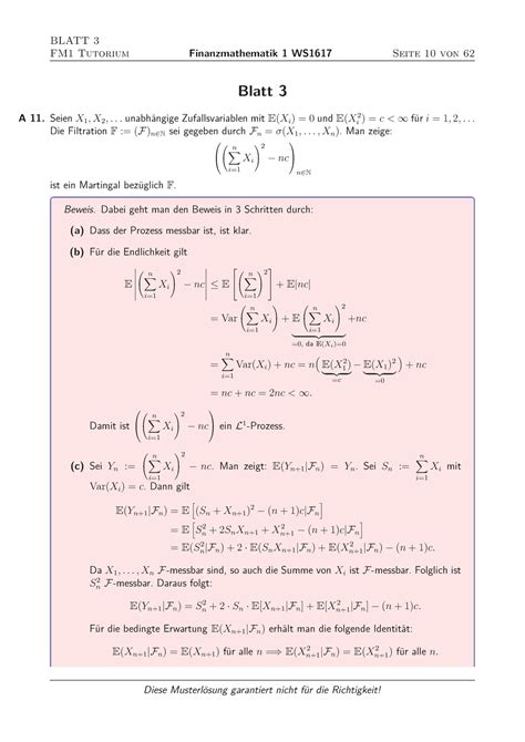 Fm Blatt L Sungen Blatt Fm Tutorium Finanzmathematik Ws