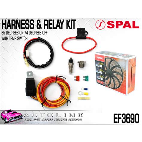 Spal 185fh Ef3690 Harness And Relay Kit With Temp Switch 85 Deg On 74 Deg Off