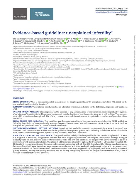 Pdf Evidence Based Guideline Unexplained Infertility