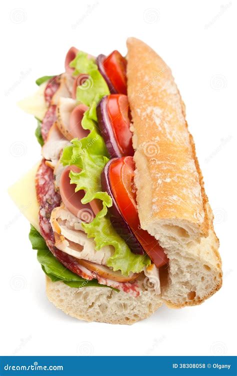 Half Baguette Meats Sandwich Stock Photo Image Of Meal Fresh 38308058