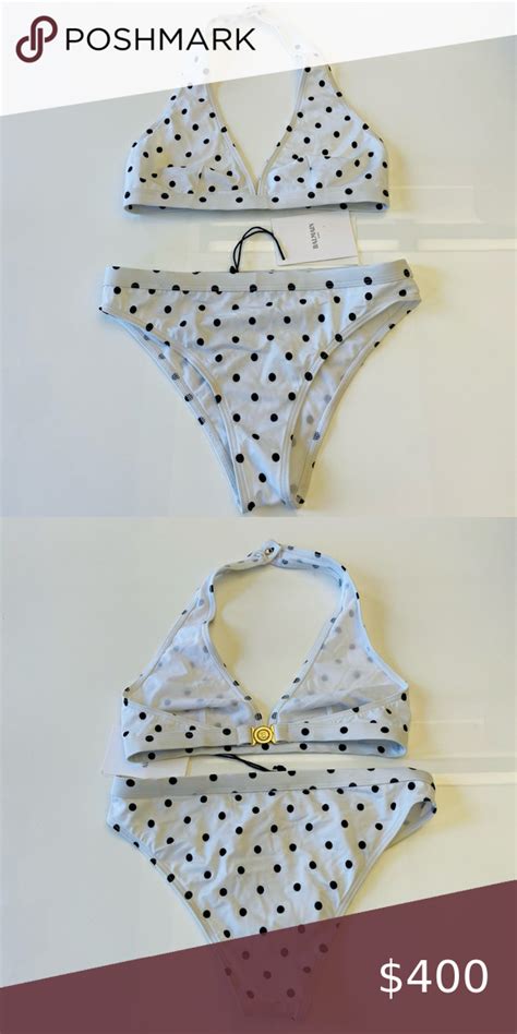 BALMAIN White Polka Dot Bikini Set F 36 625 Polka Dot Bikini Set