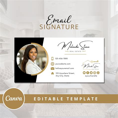 Real Estate Email Signature Template Canva Realtor Email Signature