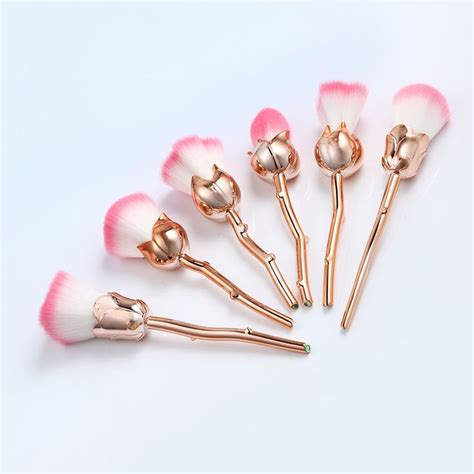 Rose Gold Flower Makeup Brushes Kit 6pcs Flawless Lighting By Kb Rose Gold Bouquet Rose Gold