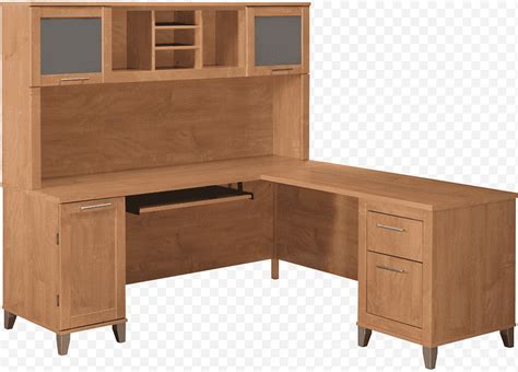 Escritorio De Madera Marr N En Forma De L Con Aparador Png Klipartz