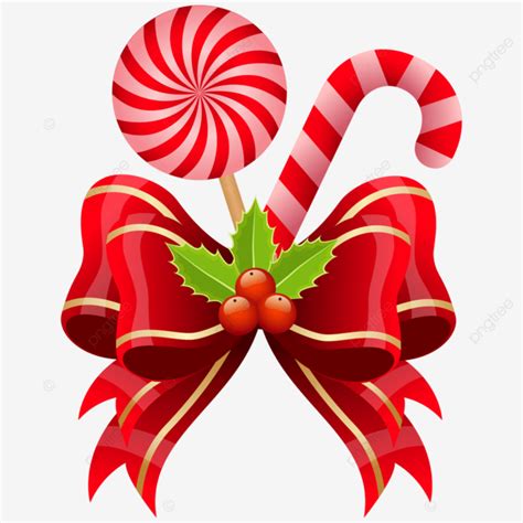 Candy Christmas Decoration Vector Clipart With Ribbon Christmas