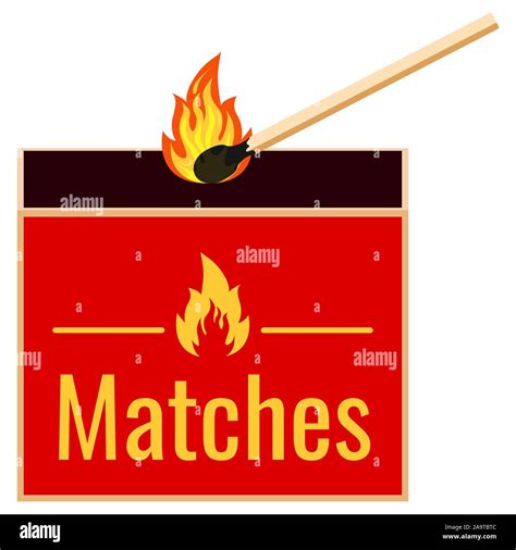 Burning Match And Matchbox Flat Design Icon Isolated On White