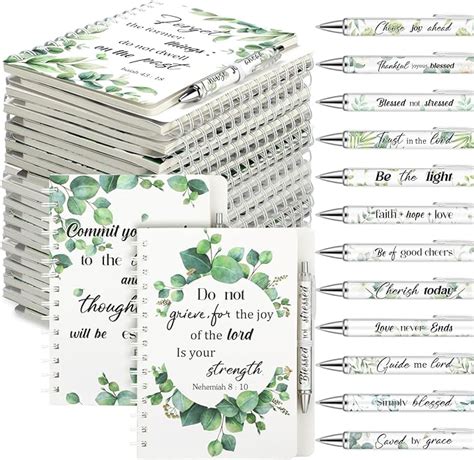 Amazon Colarr 48 Set Christian Bible Pens Notepads Gifts