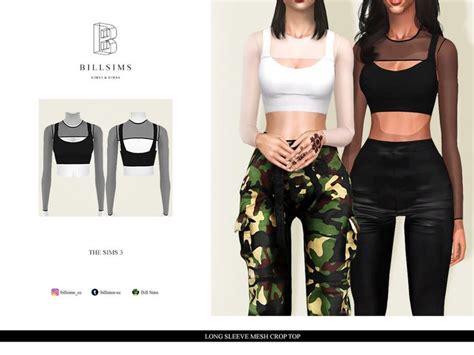 Bill Sims Long Sleeve Mesh Crop Top Sims Sims Clothing Sims