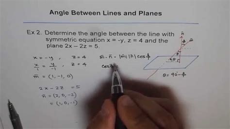 Angle Between Line And Plane Example 2 Youtube