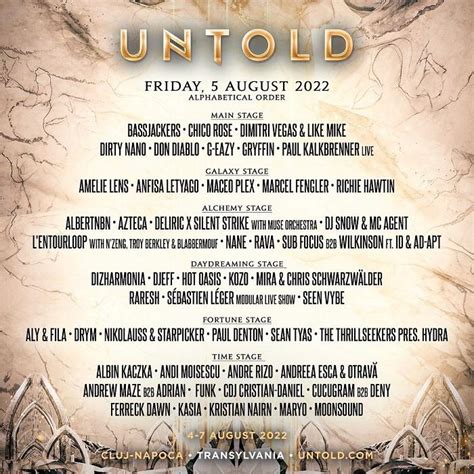 Untold lineup day 2 5 august 2022 Trăiește Muzica