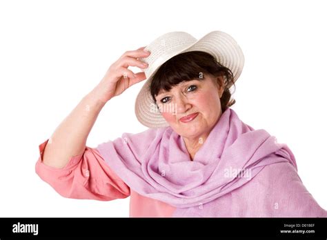 Portrait Of Cheerful Mature Woman Isolated On White Stock Photo Alamy
