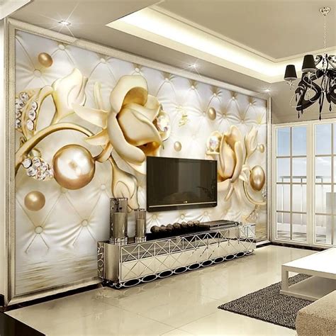 Beibehang Custom Photo Wall Murals Wall Stickers 3d Luxury Gold Roses