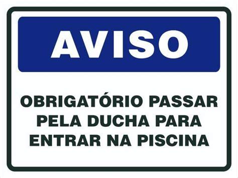 Placa Obrigatório Passar Pela Ducha Para Entrar Na Piscina Afonso