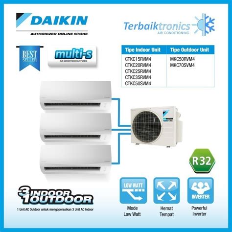 Jual 34 34 34 Pk Ac Daikin Multi S 3 Indoor 1 Outdoor Mkc70rvm4 Shopee Indonesia