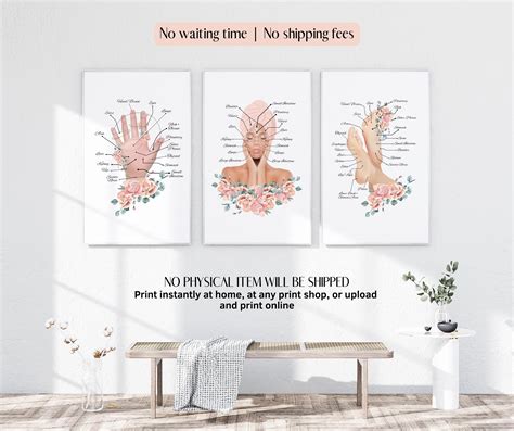 Face Reflexology Chart Reflexology Prints Acupuncture Art Massage