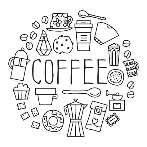 Premium Vector Coffee Doodles Vector Illustration