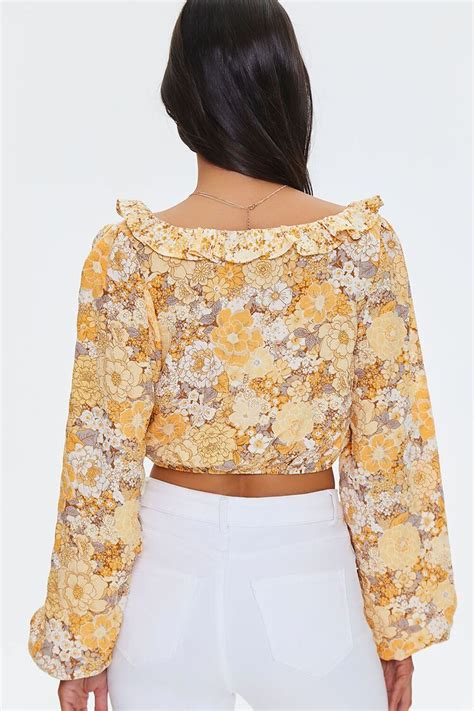 Floral Print Ruffled Crop Top