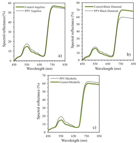 Averaged Spectral Reflectance Characteristics Of Control And Infected