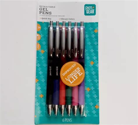 PEN GEAR RETRACTABLE GEL Pens Medium Point Assorted Color 6 Count 6