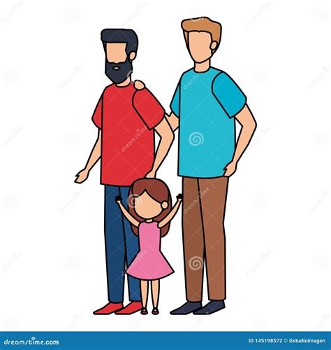 Pareja gay con la hija ilustración del vector Ilustración de lazo 145198572