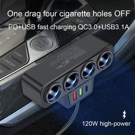 4 Way Multi Socket Car Cigarette Lighter Splitter USB Charger Adapter