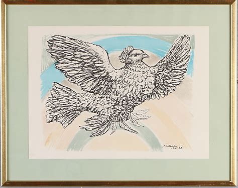 Pablo Picasso After Colombe Volant à L Arc En Ciel Signed In The Print Numbered 863 1000