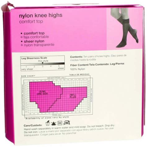 No Nonsense Knee Highs Nylon Knee Highs Nude TZ6 Size One Sheer Toe 10 Ct 4 Pack 10 Count