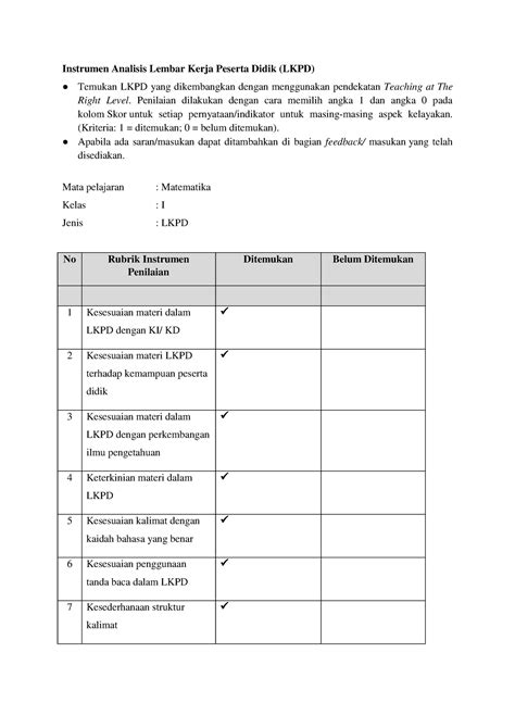 T Eksplorasi Konsep Instrumen Analisis Lembar Kerja Peserta Didik